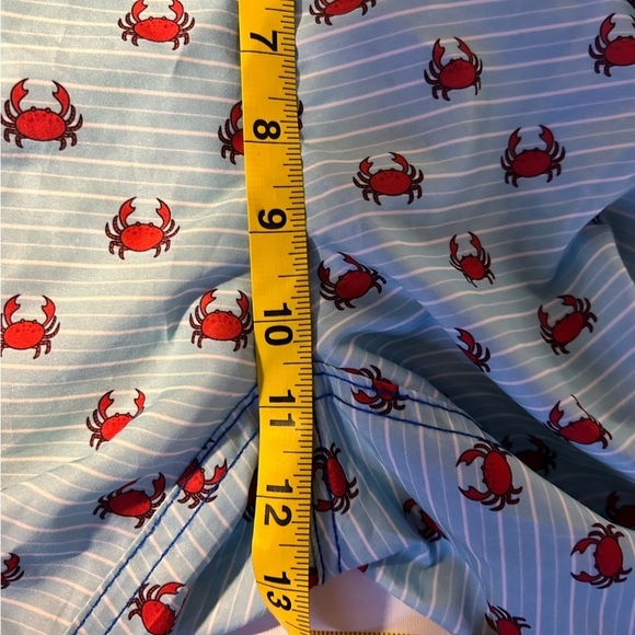Mens Mr. Swim Crab Print Swim Shorts Turquoise Red Drawstring Pockets XL - Picture 10 of 11